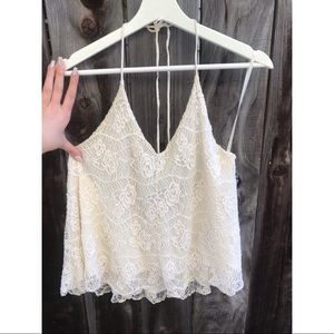 Cream, Lace Halter Top, by Pins & Needles for Urban Outfitters, Size small